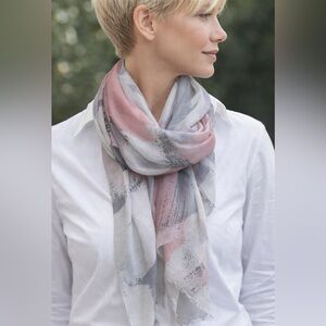 Light Pink & Gray Abstract Brush Stroke Print Women's Scarf